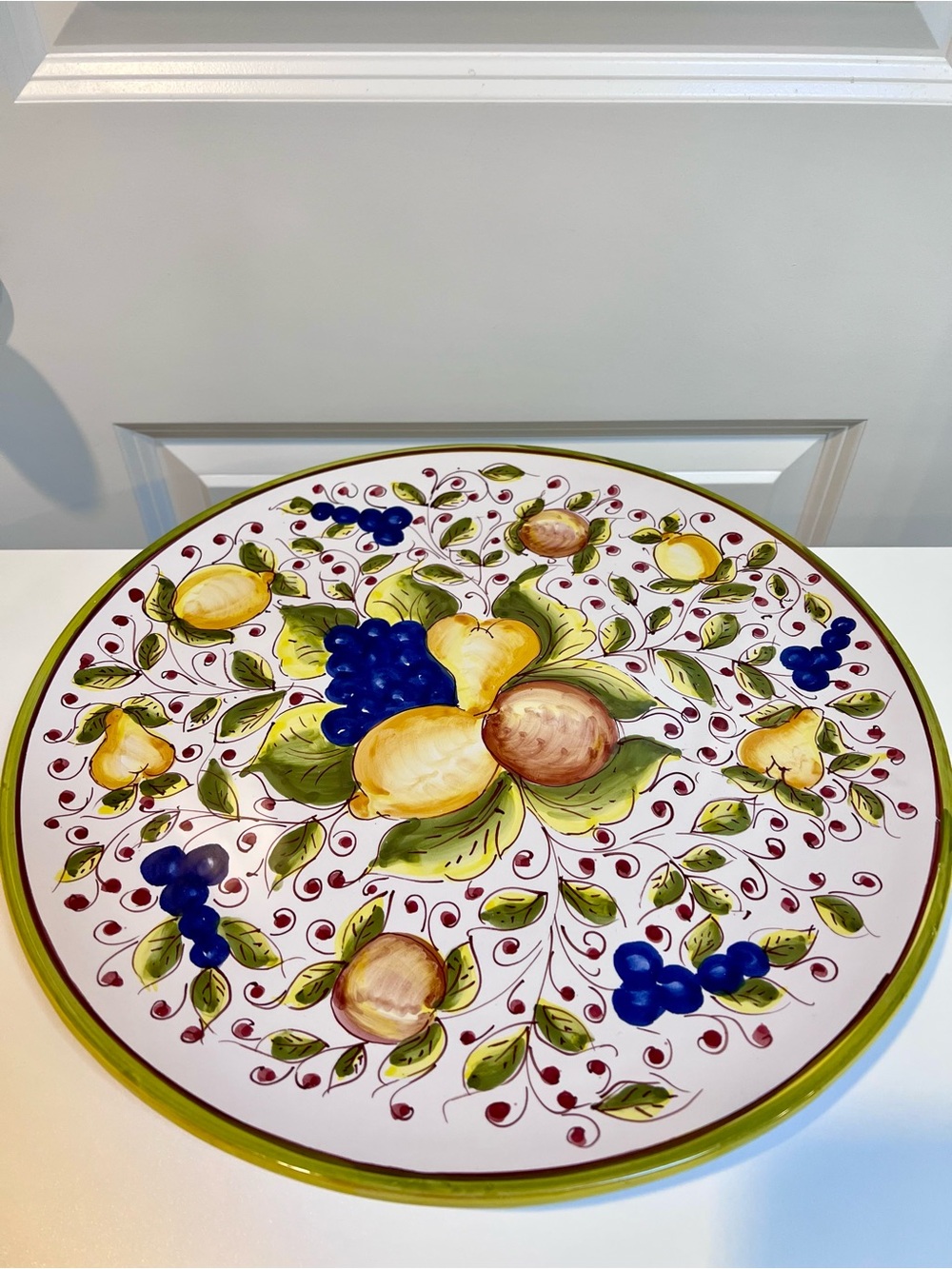 Vtg Italian Pottery Hand Painted Fruit Wall Plate 14” Santo Stefano di Camastra - Picture 2 of 8